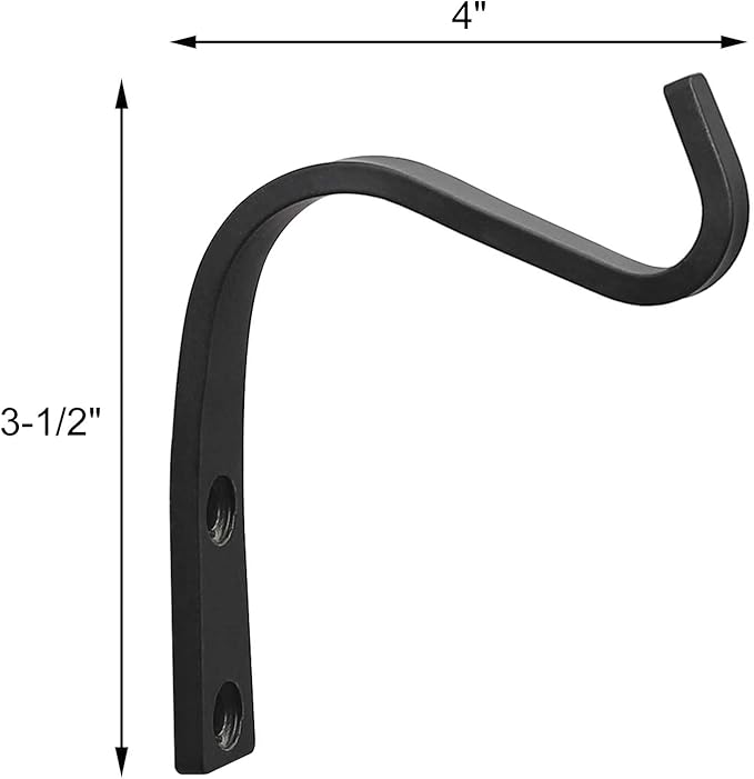 Cast Iron Plant Hooks for Hanging Baskets Indoor, Heavy Duty Plant Hangers Outdoor, Rustic Planter Hook Hanging Lanterns Bird Feeders, 4 Inch (4 Pack)