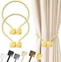 Hion Magnetic Curtain Tiebacks Golden 2pcs, Curtain Tiebacks Buckles Holdbacks Holders Hooks Clip for Home Bedroom Office Decorative Curtain