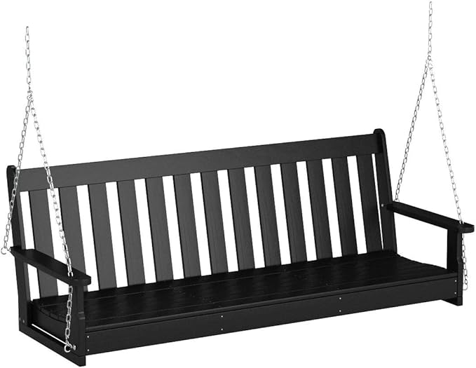 POLYWOOD GNS60BL Vineyard 60" Outdoor Swing, Black
