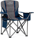 FAIR WIND Heavy Duty Camping Chair, Oversized Padded Folding Chair for Big and Tall (450lbs), Extra Wide Seat with Integrated Cooler & Storage Pocket, Adjustable Lumbar Support for Outdoor