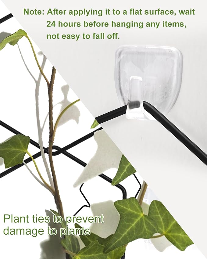 18 Pcs Garden Chain Trellis for Indoor Climbing Plants, Unique 6-Corner Plant Accessory with Hooks and Ties, Wall Trellis Plant Support for Hoyas, Ivy, Monstera Outdoor (Black)