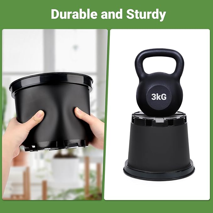 GREANER 2 Gallon Nursery Pots for Plants, 10 PCS Plastic Plant Pot with Drainage Holes for Indoor Outdoor, Garden, Greenhouse(Black)