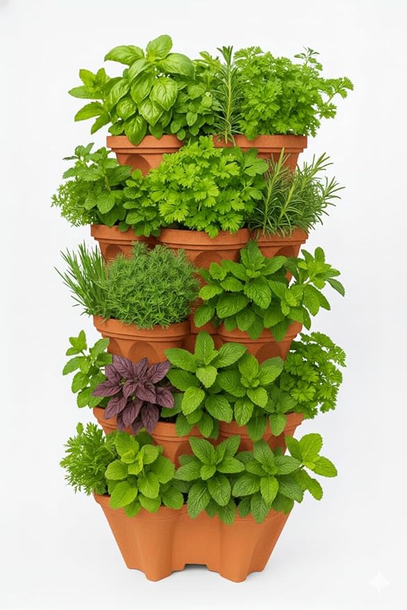 5 Tier Stackable Strawberry, Herb, Flower, and Vegetable Planter - Vertical Garden Indoor/Outdoor