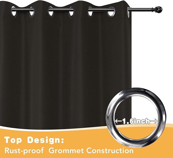 HolidayIdeas Outdoor Curtains for Patio Waterproof, 2 Panels - 54 x 84 Inch - Privacy Protection & Light Filtering Curtains Grommet Outside Curtains for Porch, Gazebo, Pergola, Backyard (Chocolate)
