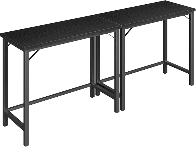 Narrow Bar Table, 63-Inch Pub Table for Dining Room, Counter Bar Tables with Sturdy Metal Frame, Connectable Bar Table, Multifunctional Console Table, Black BTBK1601