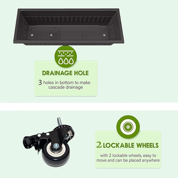 Homdox 5-Tier Elevated Garden Bed with Lockable Caster Wheels - Freestanding Vertical Raised Bed with 5 Garden Planter Boxes- Perfect to Grow Vegetables Herbs Flowers Indoor(Black)