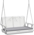 VINGLI Outdoor 4 FT Porch Swing, Heavy Duty 880 LBS Wooden Patio Swings with Cushions, Farmhouse Style Hanging Bench with Adjustable Chains for Yard | Garden | Lawn | Balcony, White