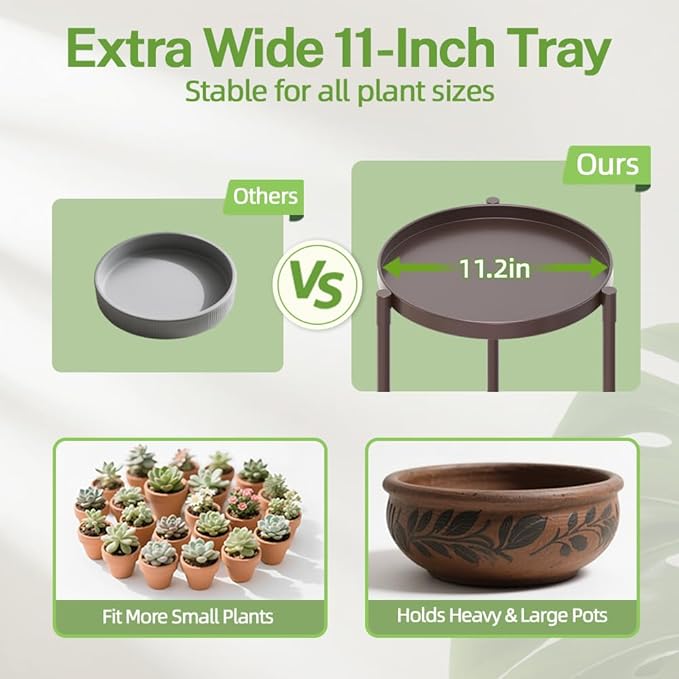 iDavosic.ly 2 Tier Corner Plant Stand Indoor, Tall Vertical Metal Flower Heavy Duty Pot Holder Shelf Outdoor for Patio Porch Living Room, Bronze - Round