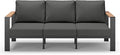 Aluminum Outdoor Patio Furniture 3 Seats, All-Weather Outdoor Patio Sofa with Washable Thick Cushion, Morden Patio Couch for Porch, Balcony, Deck, Yard, Graphite