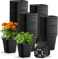 BTPLASTIK Square Nursery Pots 2.7 Inch 180 Pcs, Plastic Small Flower Pots with Drainage Holes, Sturdy Seedling pots for Planting, Cuttings (Black)