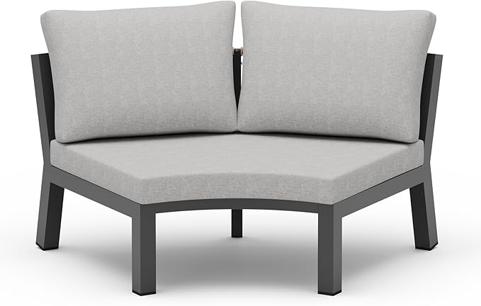Outdoor Patio Sectional Modular Sofa, Aluminum 1 Piece Curved Patio Couch with Washable Cushions, All Weather PE Rope Sofa for Backyard,Porch, Deck, Poolsid, Gray