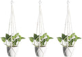 Macrame Plant Hangers 3 Pack, Hanging Plant Holders for Indoor Plants, Handmade Woven Cotton Rope Hanger Kits, Decorative Flower Pot Holders for Home & Garden Decor（Plants Not Included）