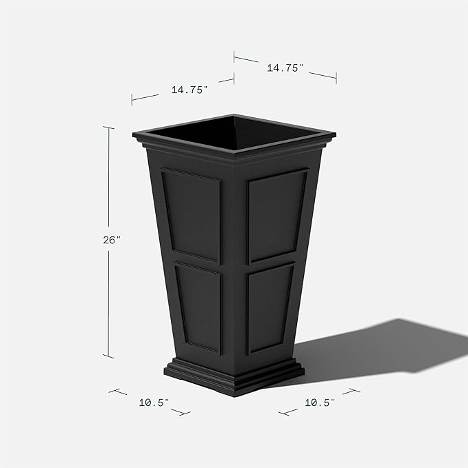 Veradek Fairmont Tall Plastic Planter - Large Outdoor Planter for Front Porch | Crack Resistant All-Weather Use | Classic Estate Design for Tall Plants, Flowers, Trees