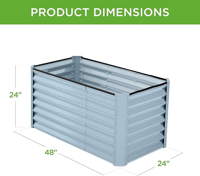 Best Choice Products 4x2x2ft Outdoor Metal Raised Garden Bed, Deep Root Box Planter for Vegetables, Flowers, Herbs, 119 Gallon Capacity, 100% Non Toxic Materials - Mist Blue