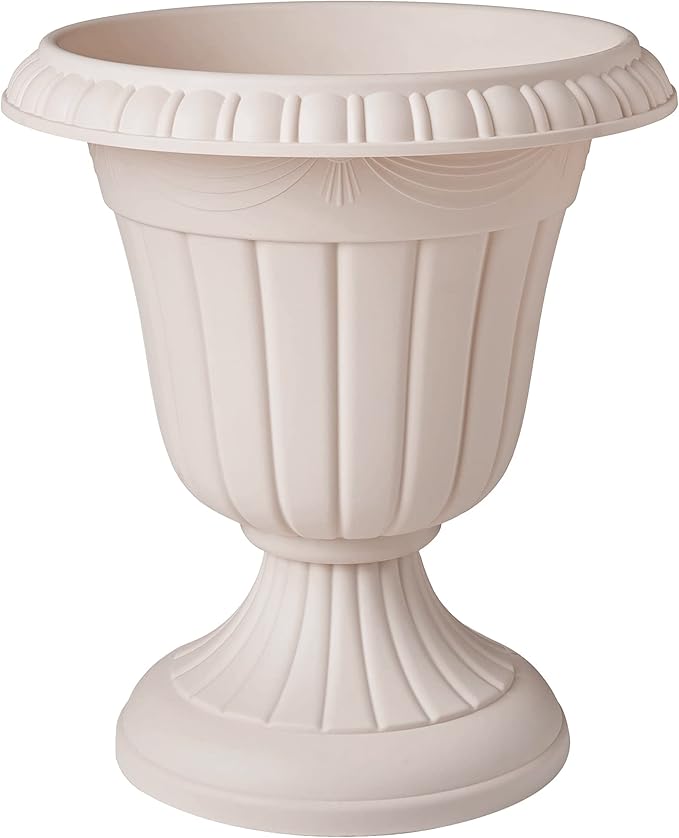 Arcadia Garden Products PL20TP Classic Traditional Plastic Urn Planter Indoor/Outdoor, 10" x 12", Taupe