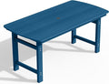 Ciokea HDPE Outdoor Dining Table with Umbrella Hole,66" Rectangle Patio Table for 6,All-Weather Outdoor Patio Furniture Set for Garden Backyard,Navy Blue