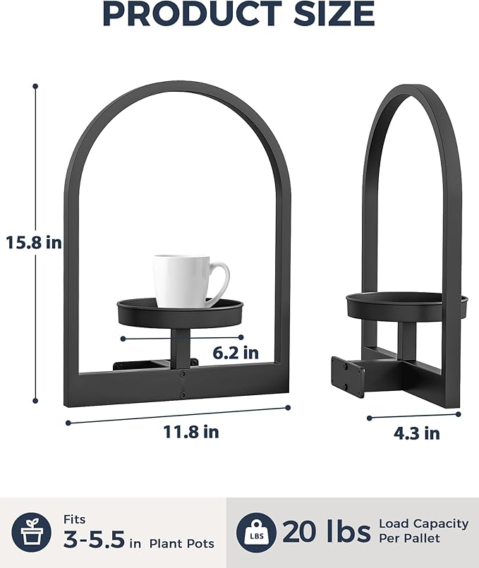 Bamworld Plant Stand Indoor, Plant Hanger Wall Planters for Indoor Plants Window Plant Shelves Plant Holder Wall Decor, Room Decor, Round (Patent Design)