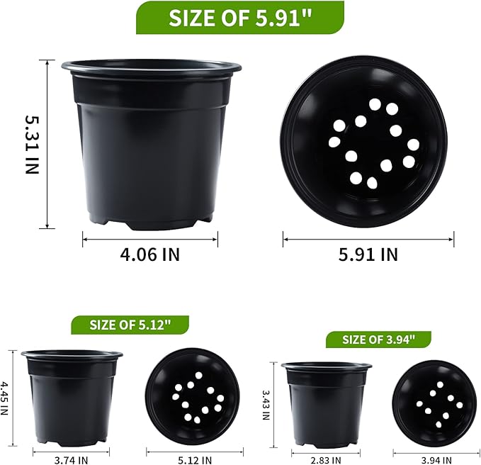 Oubest 30Pack Nursery Pots Plastic for Plants 5 inch Seedling Pots with Drainage Holes Multicolor Flower Seedling Transplanting