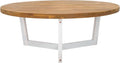 SAFAVIEH Outdoor Collection Leo Natural/White 3-Leg Round Coffee Table, Ideal for Deck, Patio, Backyard, Sunroom