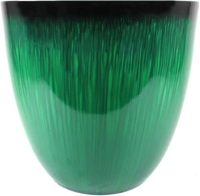 Gardener Select (EPR12-205) Large Egg Shaped Planter - Modern Indoor & Outdoor Decorative Flower Pot/Box (12 Inch, Green Flower)
