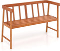 Tangkula Outdoor Eucalyptus Wood Bench, 2-Person Garden Bench with Backrest and Armrests, Garden Bench with Slatted Seat for Porch, Park, Backyard, 800 Lbs Max Load, 43” L x 18” W x 28” H, Natural