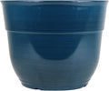 Garden Elements Indoor/Outdoor Glazed Brushed Happy Plastic Planter, Large, Dark Teal, 15"