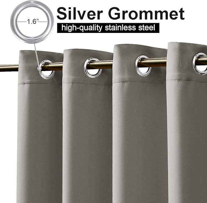 NICETOWN Outdoor Curtain Panel for Patio Waterproof, Rustproof Silver Grommet Luxury Thermal Insulated Blackout Thermal Insulated Outdoor Drape for Front Porch, W52 x L120, Slate Grey, 1 Panel
