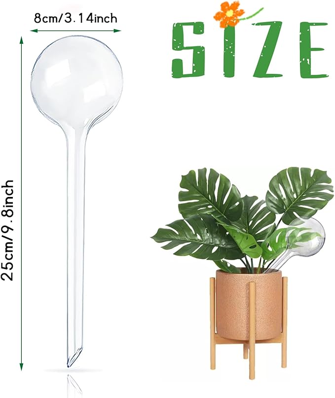 12 Pcs Large Plastic Self-Watering Bulbs,Clear Automatic Watering Globes,Clear Automatic Watering Bulbs for Plants,Graden,Flowers