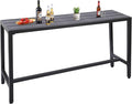 Outdoor Bar Table, Patio Console Pub Height Table with Powder Coated Steel Frame, Weather Resistant Waterproof Top for Hot Tub, Balcony, Garden, Yard, Poolside