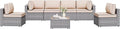 Shintenchi 7 Pieces Outdoor Patio Sectional Sofa Couch, Silver Gray PE Wicker Furniture Conversation Sets with Washable Cushions & Glass Coffee Table for Garden, Poolside, Backyard (Khaki)