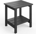 GarveeLife Adirondack Outdoor Side Table 18 x 15 in, HDPE 2-Tier Patio Side Tables for Outside, All-Weather End Table for Patio Pool Deck Indoor Backyard, Black