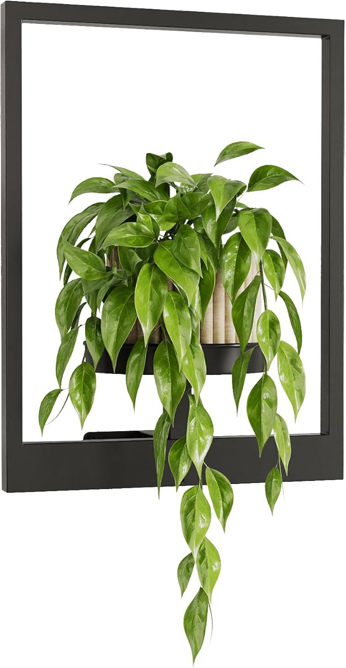 Bamworld Plant Stand Indoor Wall Decor Metal Plant Hanger Indoor Hanging Plant Holder Wall-Mounted Planters Outdoor Plant Rack Black 1 Pack (Patent Design)