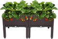 VINGLI Square Raised Garden Bed, Self-Watering Plastic Planter for Indoor Outdoor Vegetables, Fruits, Potato, Flowers, All Weather (2 Pcs)