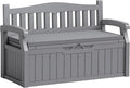 Flamaker 80 Gallon Storage Bench with Cushions Outdoor Indoor, Durable All-Weather Seating with Hidden Storage, Lockable Deck Box for Garden, Patio, Poolside (Grey)