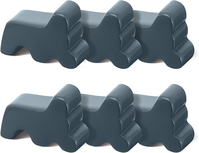 Kigeli 6 Pcs Resin Garden Pot Feet for Outdoor Planters 3 Inch Long 1.5 Inch Tall Flower Handmade Elevator Plant Feet Frost Proof Lifter for 14-20 in Pot(Blue Gray)