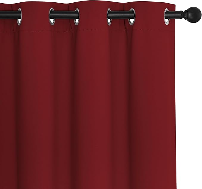 NICETOWN Blackout Doorway Curtain Drape 78 inch Long - Grommet Noise Reducing Thermal Insulated Solid Modern Window Treatments for Bedroom Closet (1 Panel, 52 x 78 Inch, Burgundy Red)