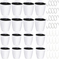 Amyhill 16 Pcs 5'' and 4.33'' Self Watering Hanging Planter for Indoor Plants Wall Planter with Hook and Absorbent Cotton Rope Wall Plant Holder Wall Mounted Planters White Flower Pots for Garden