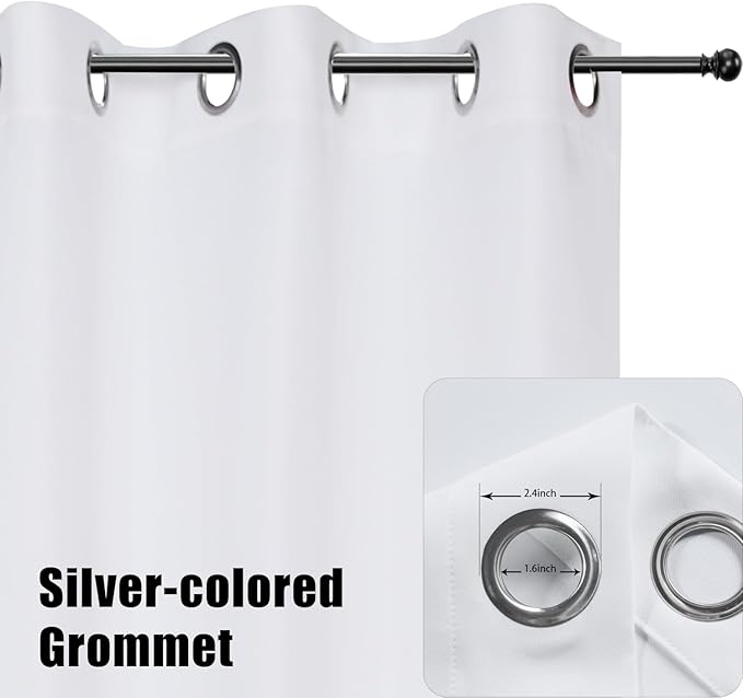 BONZER Wide Waterproof Outdoor Curtains for Patio Heavy Privacy Light Filtering Grommet Outside Curtains for Porch, Pergola, Gazebo, 1 Panel, 110W x 84L inch, White