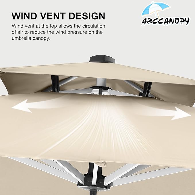 ABCCANOPY Patio Umbrella Cantilever Double Top Outdoor Offset Umbrella with 360° Rotation