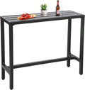 Outdoor Bar Table, Patio Console Pub Height Tables with Powder Coated Steel Frame, Weather Resistant Waterproof Top for Hot Tub, Balcony, Garden, Yard, Poolside (Black, 47" Narrow Bar Table)