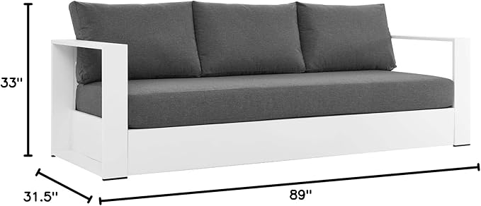 Modway Tahoe Aluminum Outdoor Patio Sofa in White Charcoal