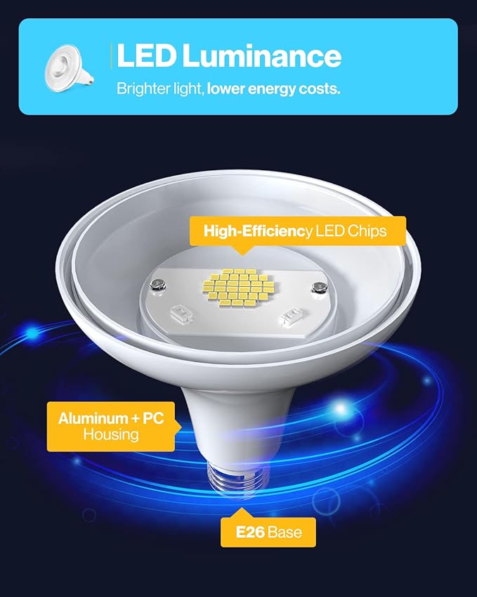 Sunco 24 Pack PAR38 LED Flood Light Outdoor Bulb, Waterproof Bright Dimmable 13W=100W, 5000K Daylight, 1050lm, E26 Base UL Energy Star Listed