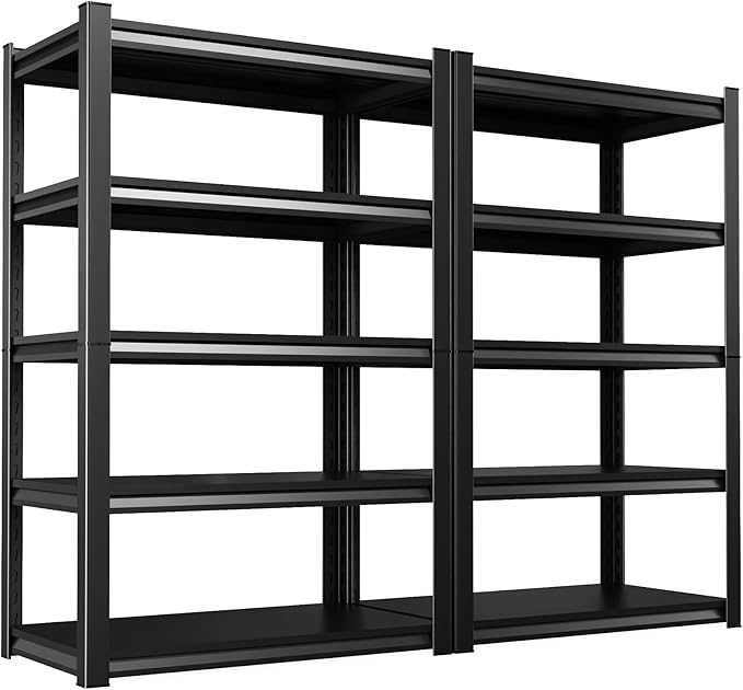 Set of 2 71"H-35"W All Metal Garage Shelving-2050LBS 5 Tier Storage Shelves,Adjustable Heavy Duty Shelving Unit and Storage Large Rack,Utility Steel Shelf For Shop Warehouse Industrial 71"x35"x16"