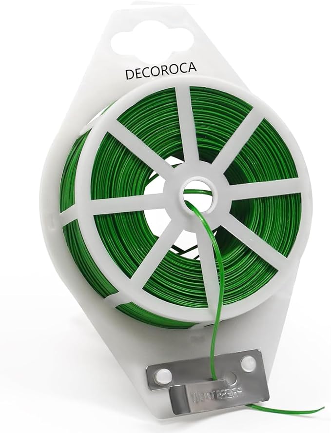 Decoroca Plant Twist Ties, Garden Plant Wire Ties Reusable, Sturdy Plant Ties for Support with Cutter for Gardening, Home, Office (Green)