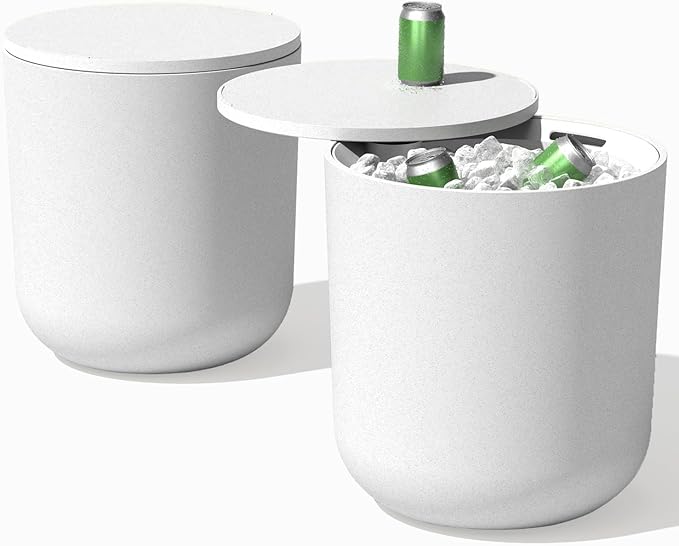 Veradek Kona Cooler Side Table – 2-in-1 Outdoor Patio Side Table w/Cooler | Insulated 40L Capacity | Modern Accent Décor for Hosting, BBQ, Poolside