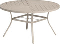 VICLLAX Round Patio Table with Adjustable Umbrella Hole for 6, All Weather Metal Outdoor Dining Table for Lawn Garden, 50" Outdoor Coffee Table, Cream Color Frame