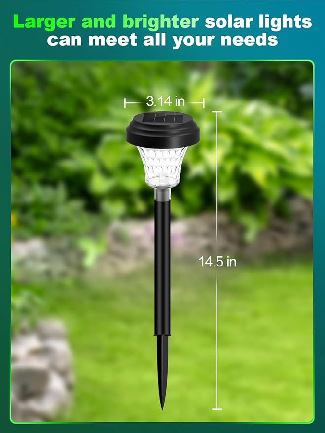ROOR Solar Pathway Lights 16 Pack, Outdoor Solar Yard Lights, RGB Color Changing+Warm White, IP67 Waterproof LED Lights for Garden Path Backyard Christmas Lawn Landscape Decorative