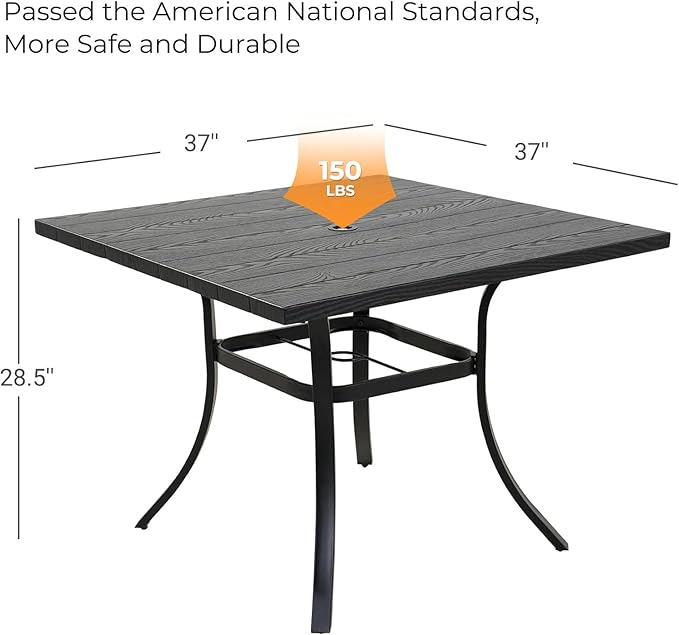 Grand patio 5-Piece Outdoor Dining Set, 4 Leather-Look Wicker Swivel Blue Patio Chairs & 1 Square Dining Table, Black