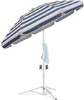 AMMSUN Shade Umbrella, Premium Portable Umbrella with Stand, 6.5ft Lightweight Free Standing Canopy for Sporting Games, Adjustable Instant Sun Protection and Easy to Carry, Stripe Blue