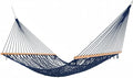 Castaway Living 13 ft. Double Traditional Hand Woven Navy Polyester Rope Hammock with Free Extension Chains, and Tree Hook, for 2 People with a Weight Capacity of 450 lbs.